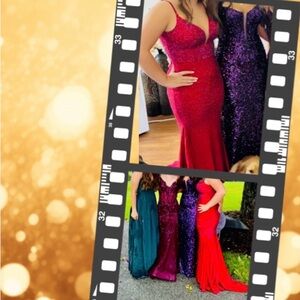 Stunning Red Sequin Mermaid Prom Dress